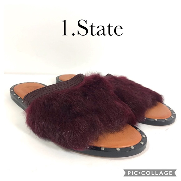 1. State the Carisma rabbit fur maroon slides 8 - Picture 1 of 7